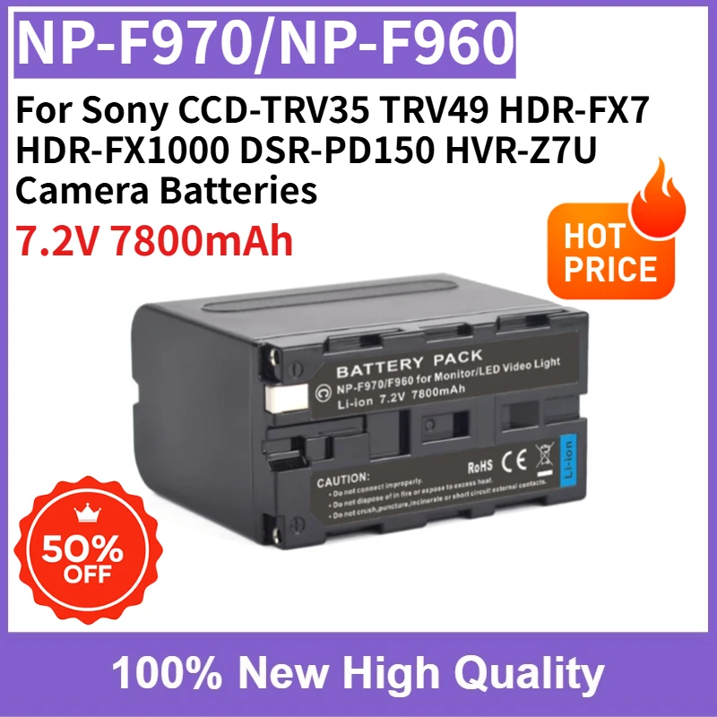 Rechargeable Battery NP-F970 NPF-960 7.2V 7800mAh for Sony CCD-TRV35 TRV49 HDR-FX7 HDR-FX1000 DSR-PD150 HVR-Z7U Camera Batteries
Rechargeable Battery NP-F970 NPF-960 7.2V 7800mAh for Sony CCD-TRV35 TRV49 HDR-FX7 HDR-FX1000 DSR-PD150 HVR-Z7U Camera Batteries