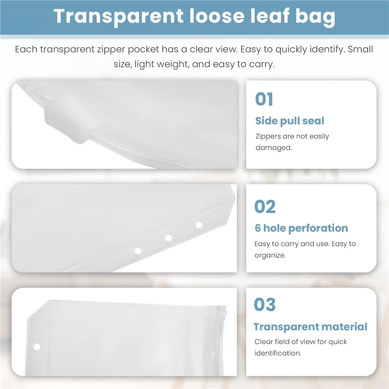J1UL1N 34 PCS Binder Pockets A6 Size 6 Holes Zipper Binder Pouch Folders Clear Waterproof PVC Loose Leaf Bags For 6 Ring Binder
J1UL1N 34 PCS Binder Pockets A6 Size 6 Holes Zipper Binder Pouch Folders Clear Waterproof PVC Loose Leaf Bags For 6 Ring Binder