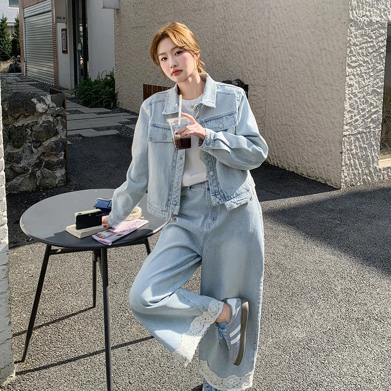 Повседневный джинсовый комплект из двух предметов, женская осень 20220, новая модная куртка с воротником с лацканами + высококачественные повседневные кружевные лоскутные джинсовые брюки
Повседневный джинсовый комплект из двух предметов, женская осень 20220, новая модная куртка с воротником с лацканами + высококачественные повседневные кружевные лоскутные джинсовые брюки