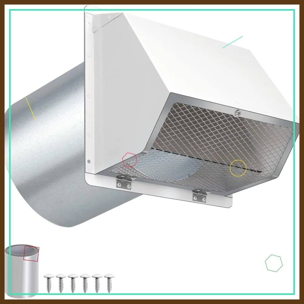 10" Outdoor Wall Vent Hood with Screen & Damper for Kitchen Range Hood, HVAC Duct, White
10" Outdoor Wall Vent Hood with Screen & Damper for Kitchen Range Hood, HVAC Duct, White