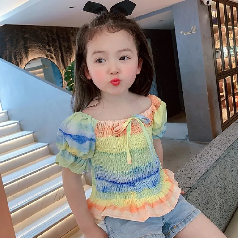 Girls' Top Pleated Rainbow Colorful Sweet T-shirt Outerwear 2025 Summer New Children's Clothing 3-8 Years Old
Girls' Top Pleated Rainbow Colorful Sweet T-shirt Outerwear 2025 Summer New Children's Clothing 3-8 Years Old