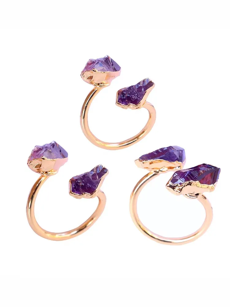 Unpolished Irregular Natural Stone Amethyst Open Ring for Women Raw Crystal Finger Jewelry Resizable
Unpolished Irregular Natural Stone Amethyst Open Ring for Women Raw Crystal Finger Jewelry Resizable