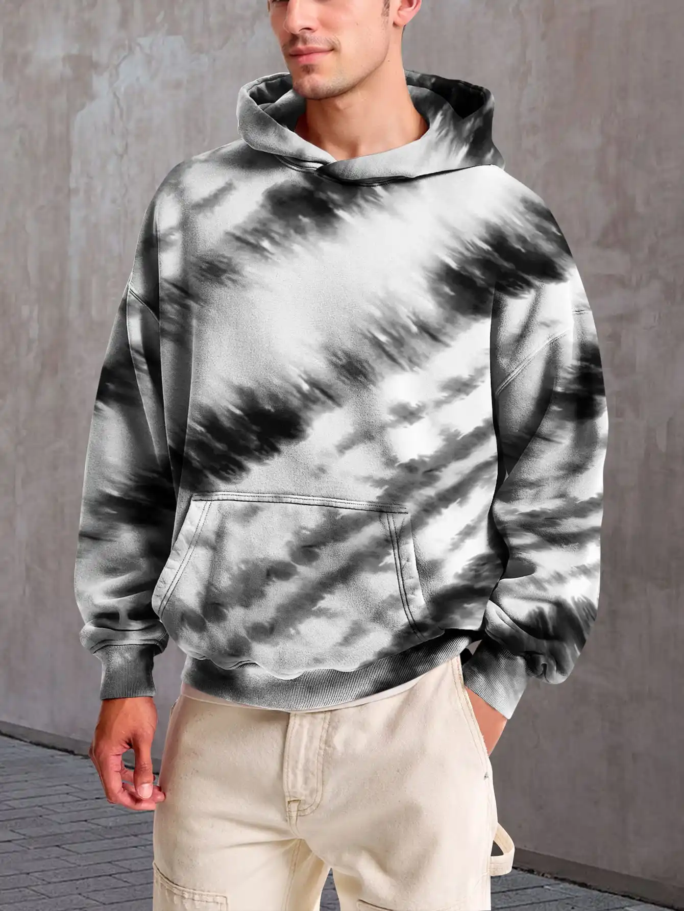 Black and white gradient stripe patchwork style 3D print tie-dye hoodie Retro stripe pattern hoodie sweatshirt Cool street style
Black and white gradient stripe patchwork style 3D print tie-dye hoodie Retro stripe pattern hoodie sweatshirt Cool street style