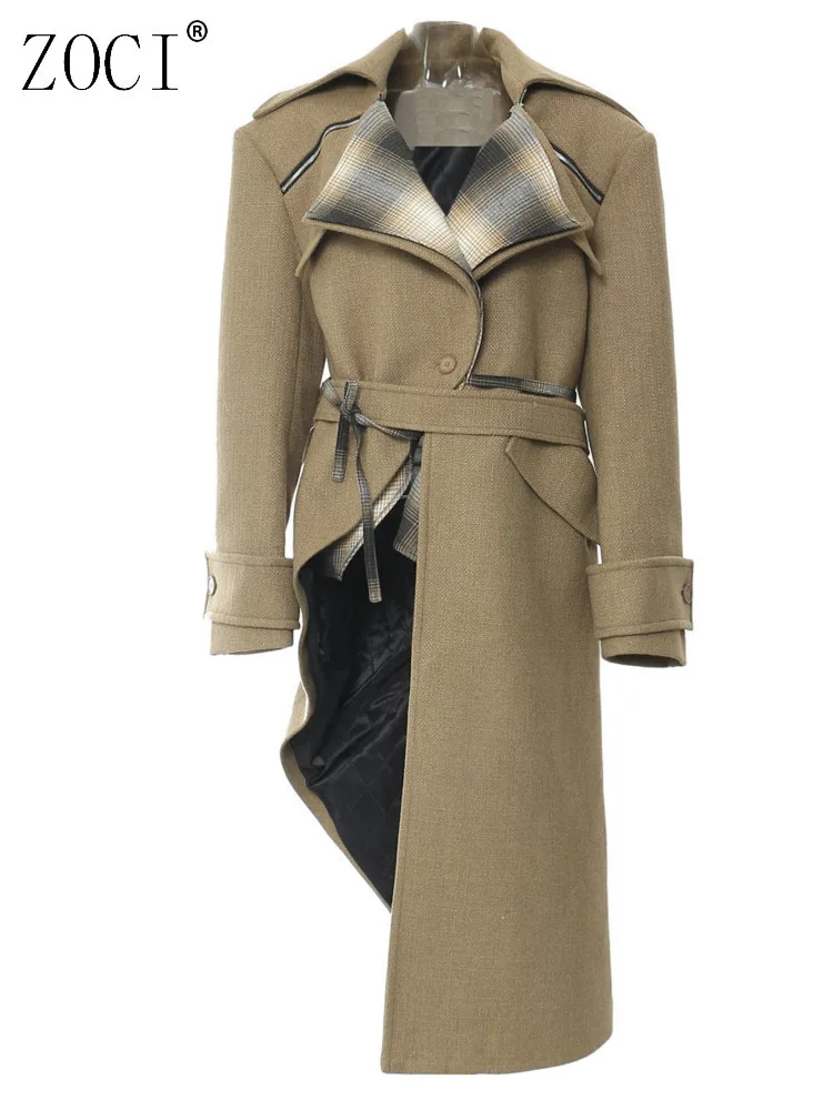 ZOCI Women's Trench Coat Woolen Irregular Cut Stitching Detachable Coat Trench Coat Coat Lapel Office Lady 2025 Spring New
ZOCI Women's Trench Coat Woolen Irregular Cut Stitching Detachable Coat Trench Coat Coat Lapel Office Lady 2025 Spring New