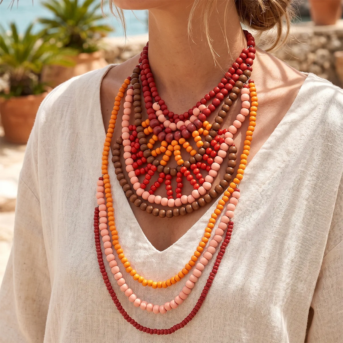 Bohemia Long Multi-Layer Wooden Beaded Choker Necklace for Women Fashion Tassels Necklaces Statement Jewelry Accessories
Bohemia Long Multi-Layer Wooden Beaded Choker Necklace for Women Fashion Tassels Necklaces Statement Jewelry Accessories