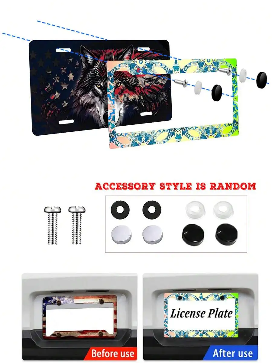 Colorful Retro Plastic License Plate Frame With Exotic Patterns 6x12 Inches 2-Hole Type With Screws
Colorful Retro Plastic License Plate Frame With Exotic Patterns 6x12 Inches 2-Hole Type With Screws