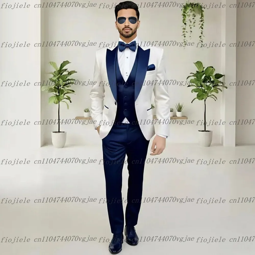 Acetate Satin New Navy Blue And White Men Suit Formal Wedding Party Groom Business Male Tuxedos 3 Piece Set Jacket Vest Pants
Acetate Satin New Navy Blue And White Men Suit Formal Wedding Party Groom Business Male Tuxedos 3 Piece Set Jacket Vest Pants