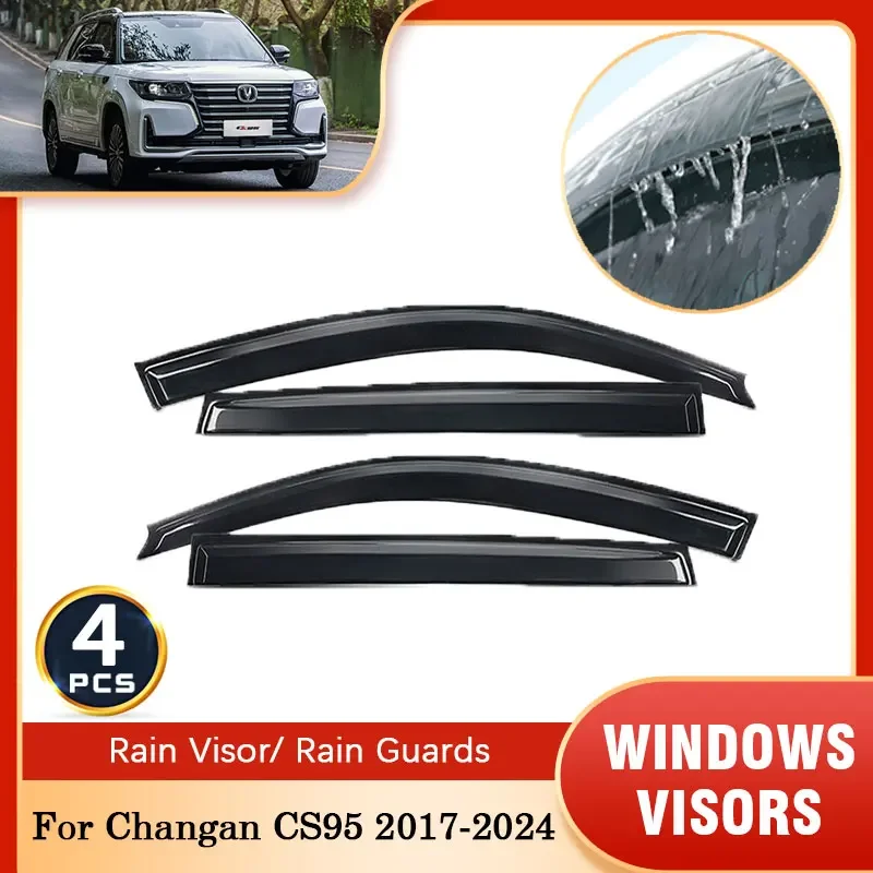 4 шт. для Changan CS95 2017 ~ 2024 черный дождевой солнцезащитный дефлектор, тент, лобовое стекло, оконный козырек, защита от солнца, аксессуары
4 шт. для Changan CS95 2017 ~ 2024 черный дождевой солнцезащитный дефлектор, тент, лобовое стекло, оконный козырек, защита от солнца, аксессуары