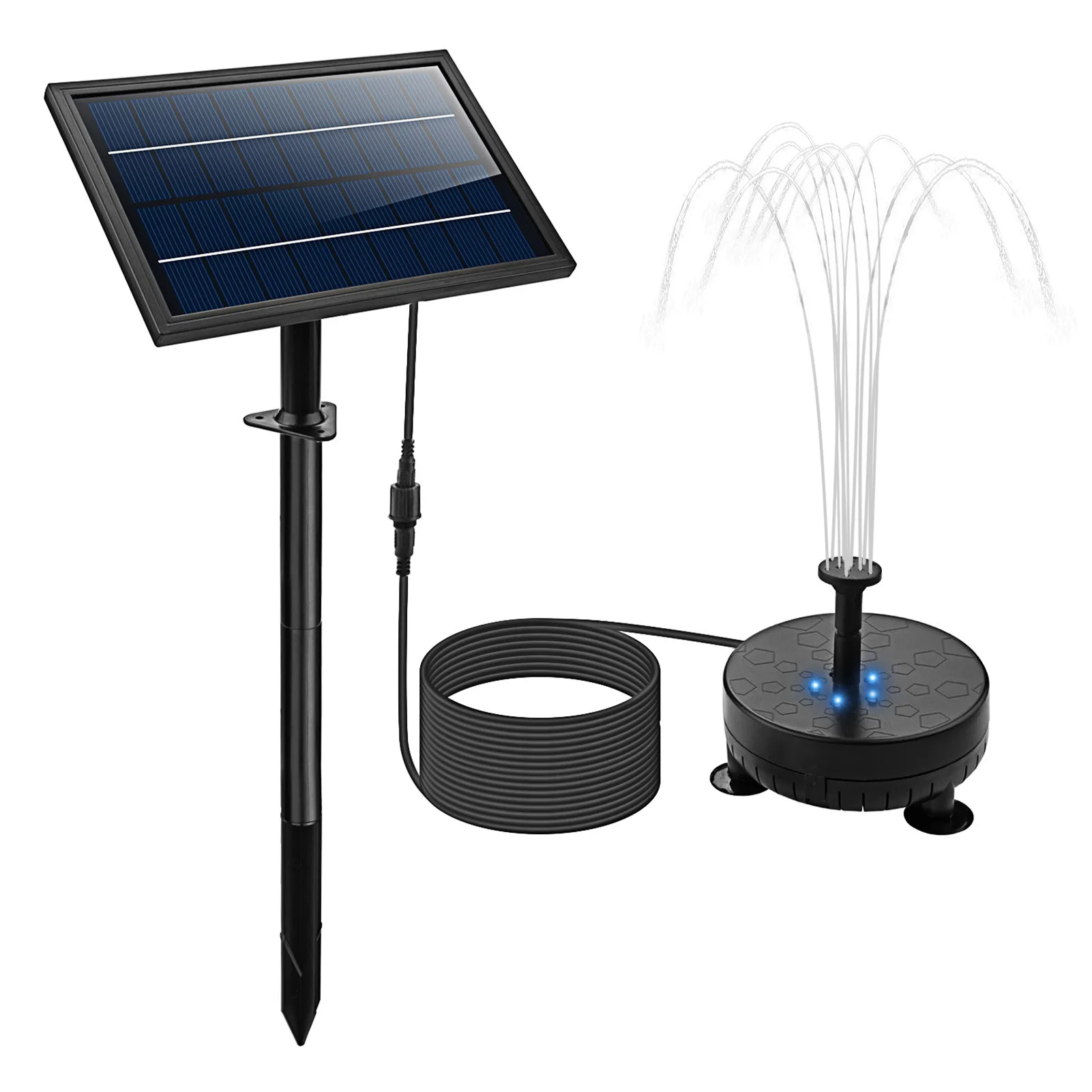 Solar Water Pump with 5 LED Color Light 7pcs Nozzle Kit Solar Fountain Pump 170L/H Max Flow 40-60cm Spray Height for Ponds Gard
Solar Water Pump with 5 LED Color Light 7pcs Nozzle Kit Solar Fountain Pump 170L/H Max Flow 40-60cm Spray Height for Ponds Gard