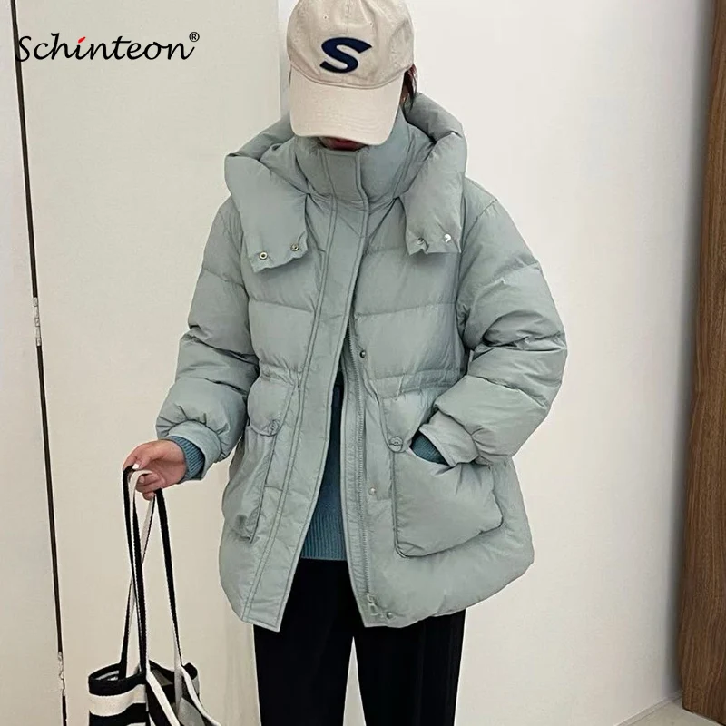 Schinteon Women White Duck Down Jacket Casual Loose Over Size Autumn Winter Outwear Drawstring Slim Waist Coat 2024 New Fashion
Schinteon Women White Duck Down Jacket Casual Loose Over Size Autumn Winter Outwear Drawstring Slim Waist Coat 2024 New Fashion