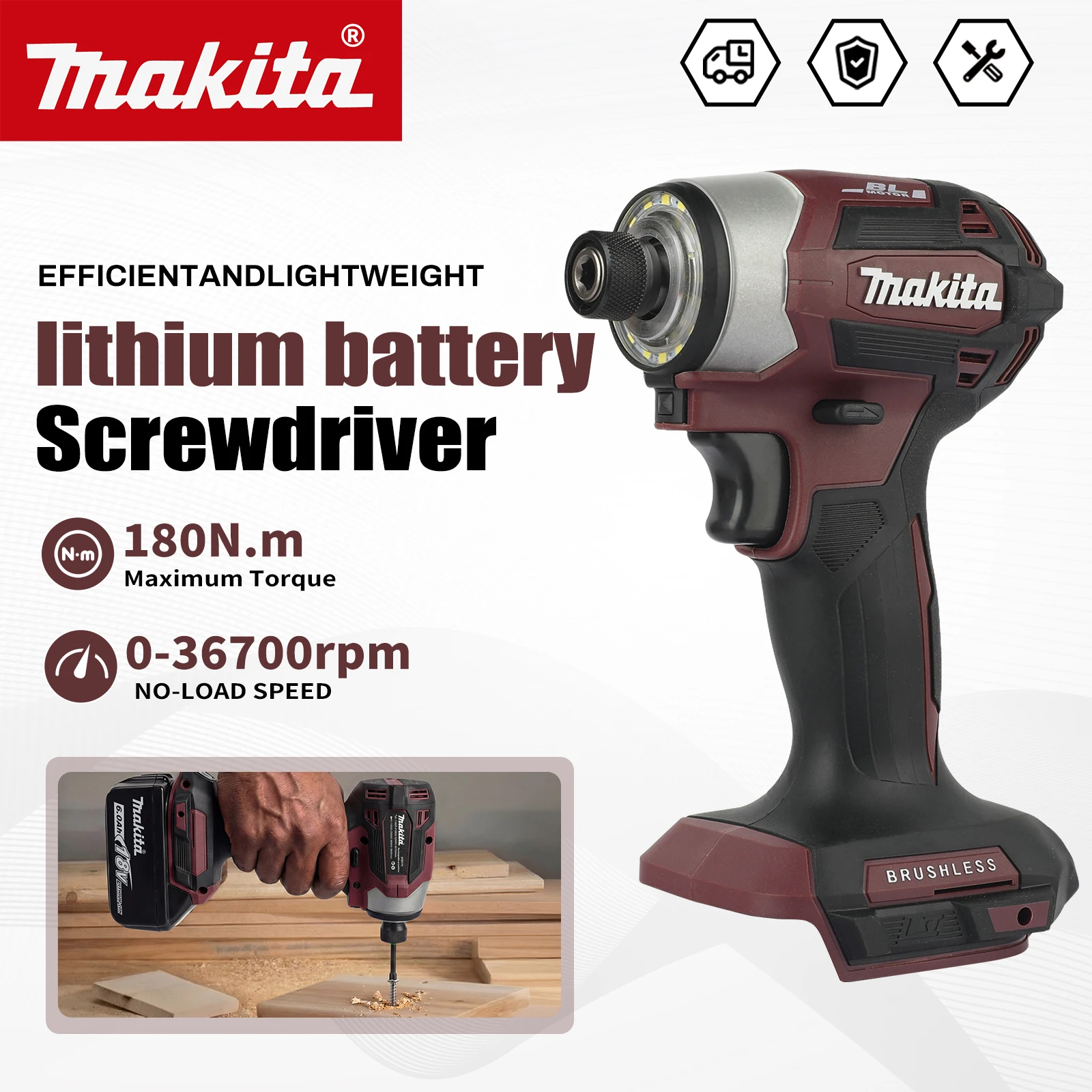 Makita 18V DTD173 Brushless Drill Power Tool for Home Improvement And DIY 180Nm Electric Wood/Bolt/T-Mode,Brown
Makita 18V DTD173 Brushless Drill Power Tool for Home Improvement And DIY 180Nm Electric Wood/Bolt/T-Mode,Brown