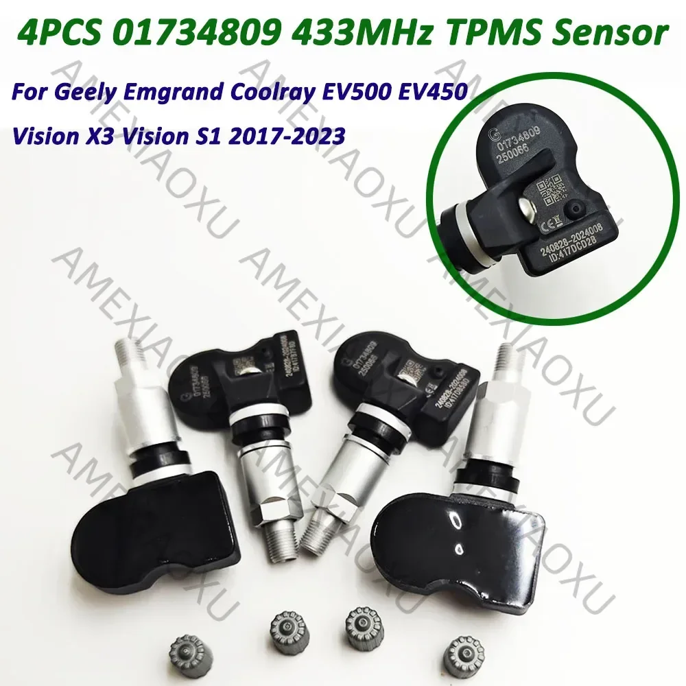 4Pcs High Quality 01734809 433MHz TPMS Tire Pressure Sensor 1017034 For 2017-2023 Geely Emgrand Coolray EV500 EV450 Vision X3 S1
4Pcs High Quality 01734809 433MHz TPMS Tire Pressure Sensor 1017034 For 2017-2023 Geely Emgrand Coolray EV500 EV450 Vision X3 S1
