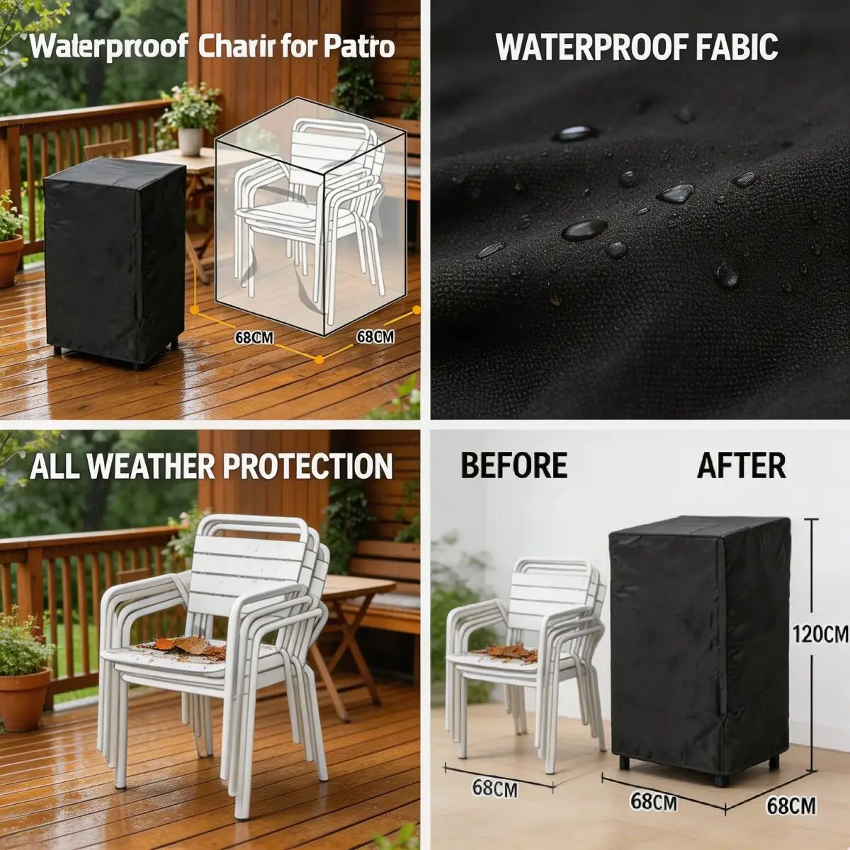 Waterproof Stacking Chair Cover for Patio – Outdoor Garden Furniture Protector, Rain & Snow Protection for Park Use
Waterproof Stacking Chair Cover for Patio – Outdoor Garden Furniture Protector, Rain & Snow Protection for Park Use