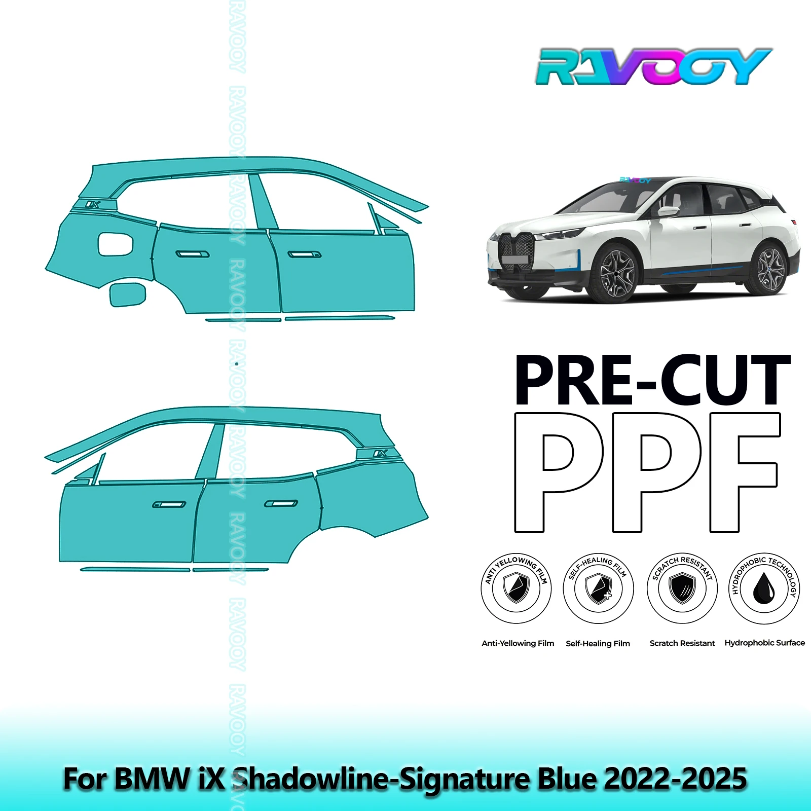 For BMW iX Shadowline-Signature Blue 2022-2025 8.5mil Pre-Cut PPF Door & A/B Pillar Kit TPU Paint Protection Film Set
For BMW iX Shadowline-Signature Blue 2022-2025 8.5mil Pre-Cut PPF Door & A/B Pillar Kit TPU Paint Protection Film Set