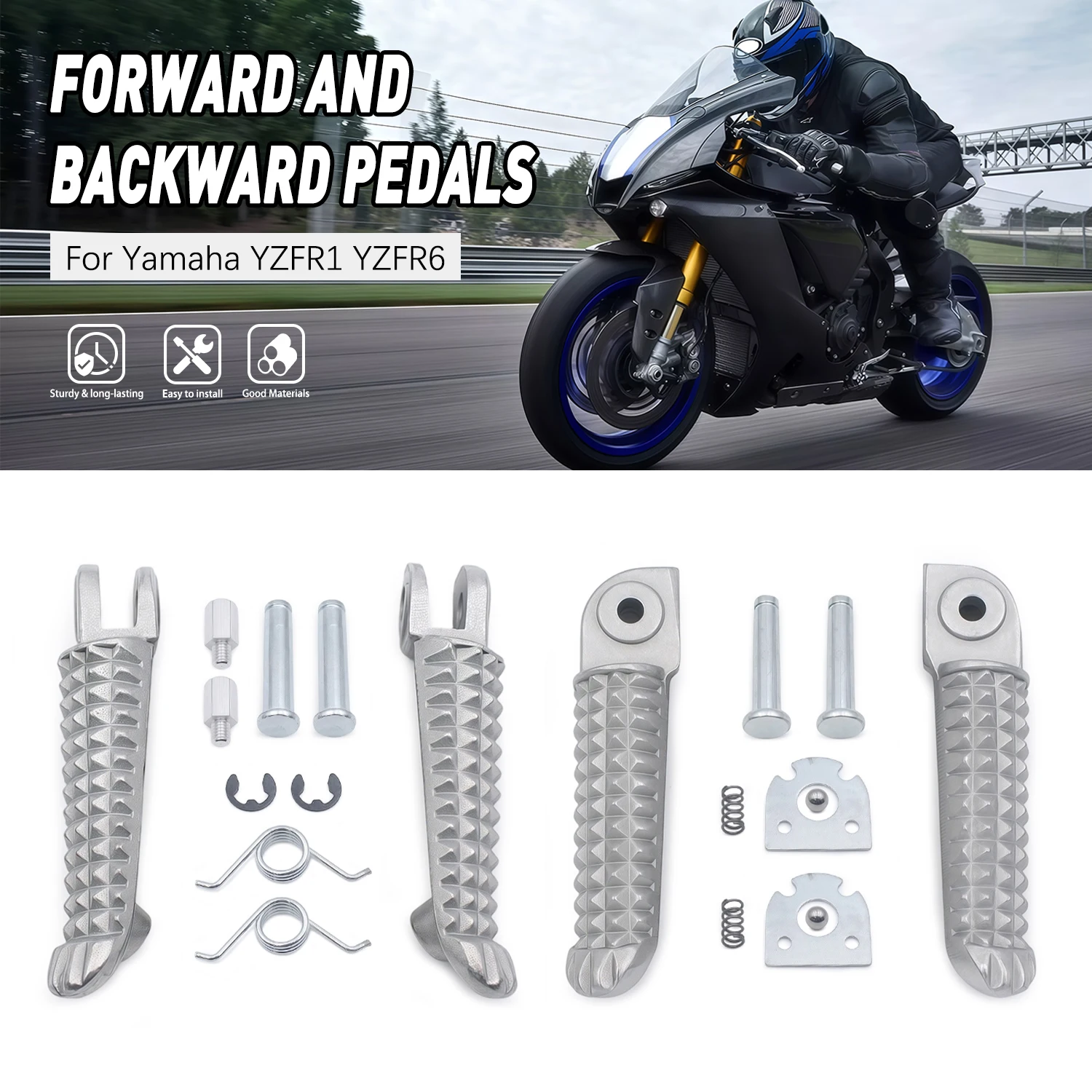 Motorcycle For YAMAHA YZF R1 2002 2003 2004 2005-2010 2011 YZF R6 2003 2004 2005 2006-2011 2012 Front Rear Footrests Foot pegs
Motorcycle For YAMAHA YZF R1 2002 2003 2004 2005-2010 2011 YZF R6 2003 2004 2005 2006-2011 2012 Front Rear Footrests Foot pegs