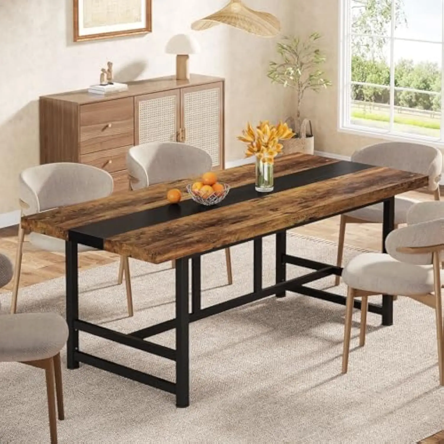 Dining Table for 6-8, 70 Rustic Kitchen Table with Metal Frame, Wood Rectangular Dining Room Table for Kit
Dining Table for 6-8, 70 Rustic Kitchen Table with Metal Frame, Wood Rectangular Dining Room Table for Kit