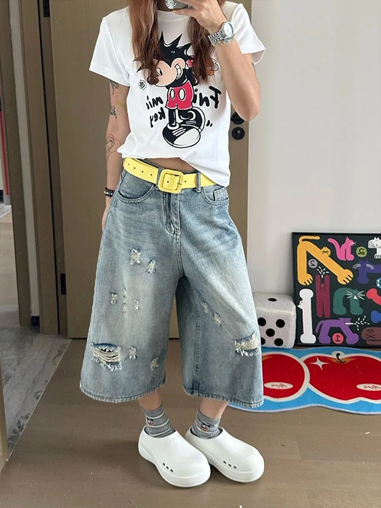 American Style Vintage Hole Seven-Five Denim Pants Women Summer New High Waist Slim Wide Leg Six-Piece Poplar Shorts
American Style Vintage Hole Seven-Five Denim Pants Women Summer New High Waist Slim Wide Leg Six-Piece Poplar Shorts