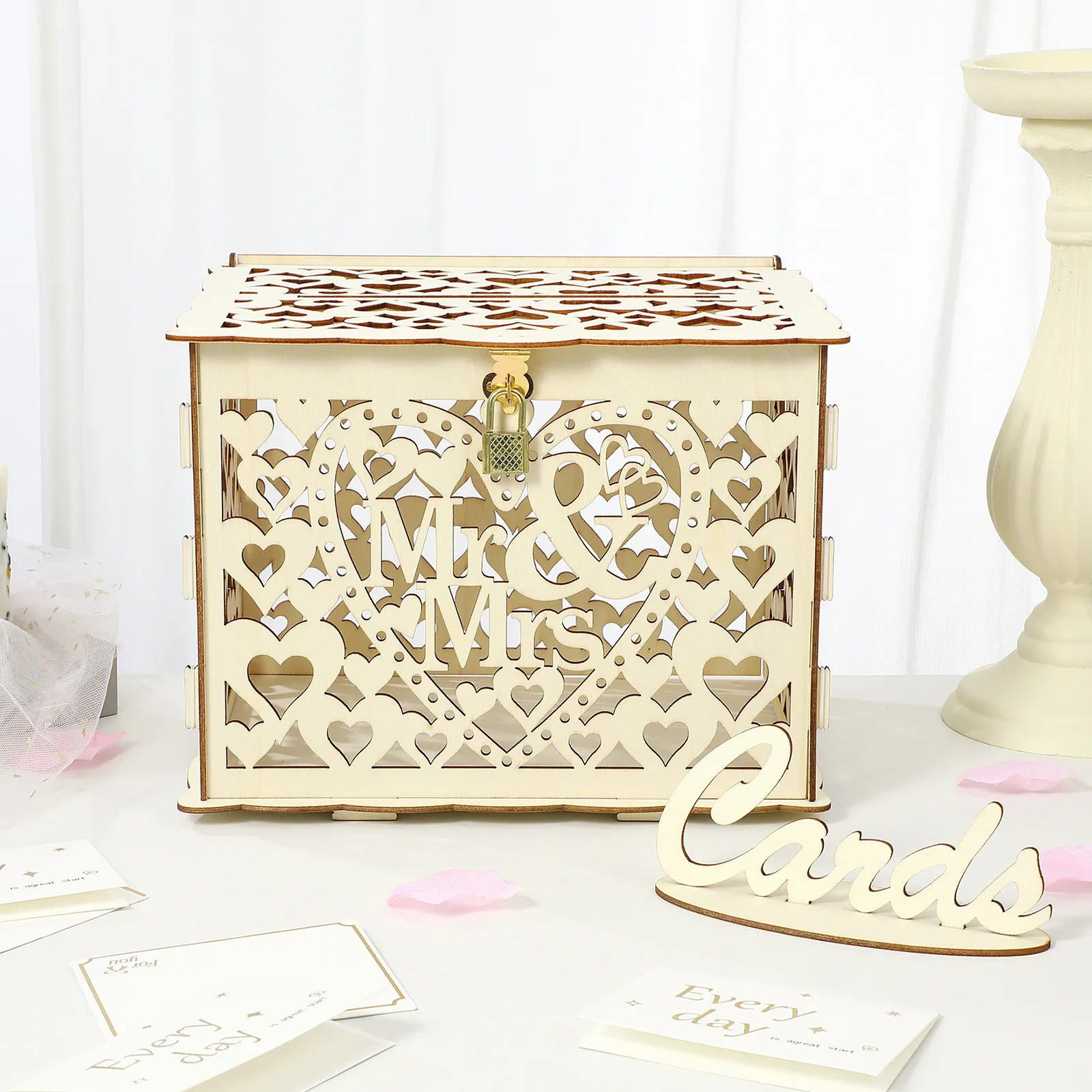 Rustic Wooden Wedding Card Box Hollow English Text Design Elegant Reception Decoration Box for Cards Postcards Lock and
Rustic Wooden Wedding Card Box Hollow English Text Design Elegant Reception Decoration Box for Cards Postcards Lock and