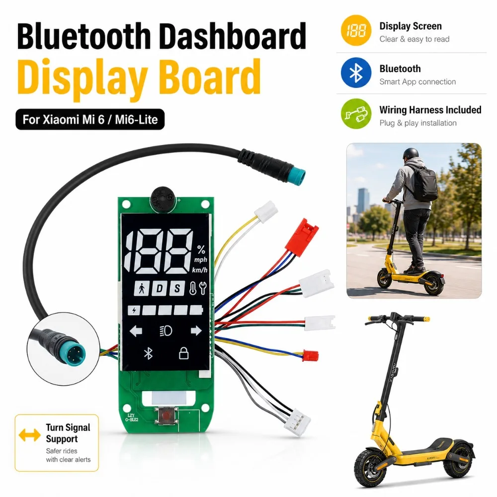 Suitable for Xiaomi Mi6/Mi6 Lite electric scooter Bluetooth board with turn signal display screen circuit board instrument panel
Suitable for Xiaomi Mi6/Mi6 Lite electric scooter Bluetooth board with turn signal display screen circuit board instrument panel