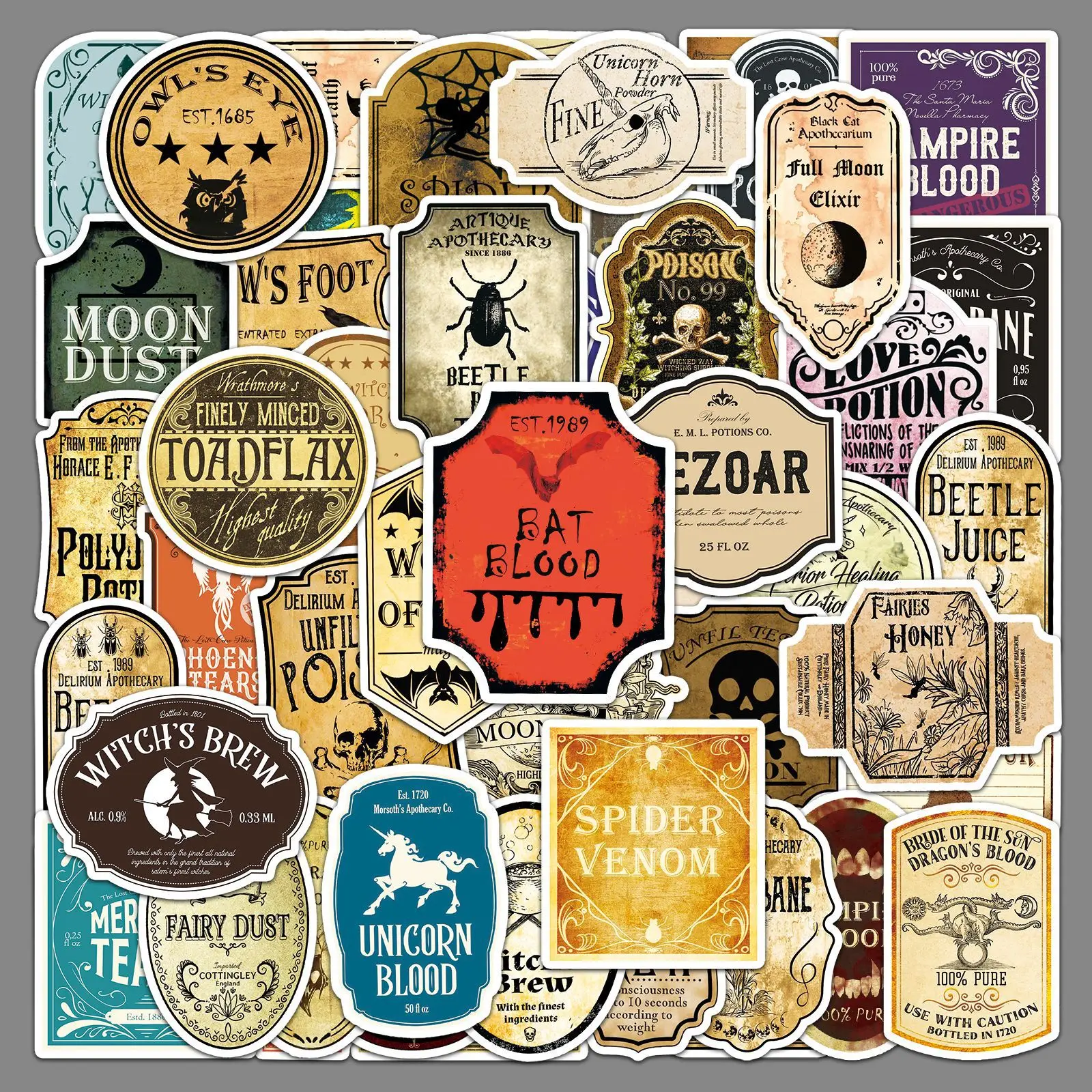 50PCS Potion Label Sticker Medicinal Material Retro Style Logo Graffiti Decoration Notebook iPad Waterproof Sticker Kids Toy
50PCS Potion Label Sticker Medicinal Material Retro Style Logo Graffiti Decoration Notebook iPad Waterproof Sticker Kids Toy