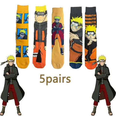 Meias temáticas Naruto Uzumaki 1/5 pares, vários estilos, mercadorias de anime de meia panturrilha
