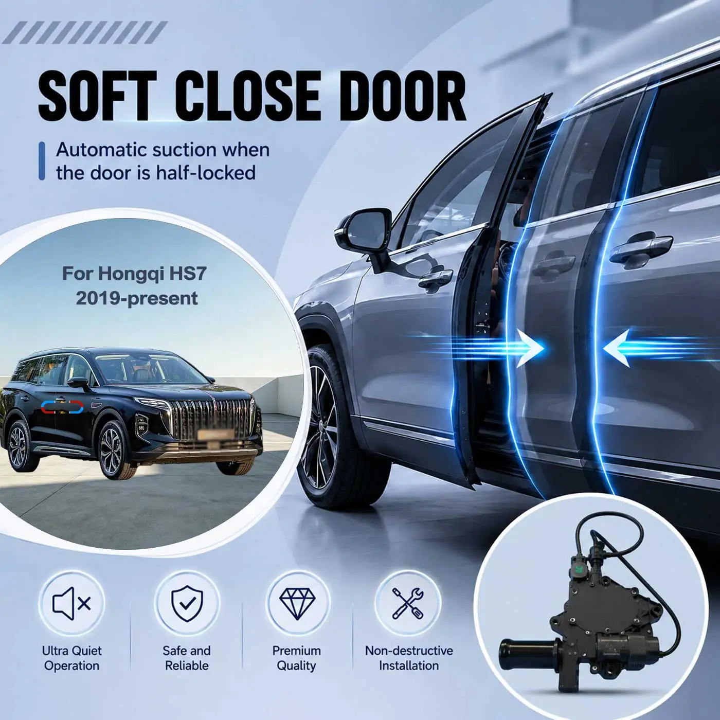 For Hongqi HS7 2019-present Electric Soft Close Door Auto Pull-In Suction Lock Intelligent Silent Closer Kit
For Hongqi HS7 2019-present Electric Soft Close Door Auto Pull-In Suction Lock Intelligent Silent Closer Kit