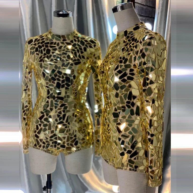 Sexy Pole Dance Clothing Gold Mirrors Bodysuit Bar Nightclub Dj Ds Gogo Dance Costume Stage Performance Festival Outfit
Sexy Pole Dance Clothing Gold Mirrors Bodysuit Bar Nightclub Dj Ds Gogo Dance Costume Stage Performance Festival Outfit