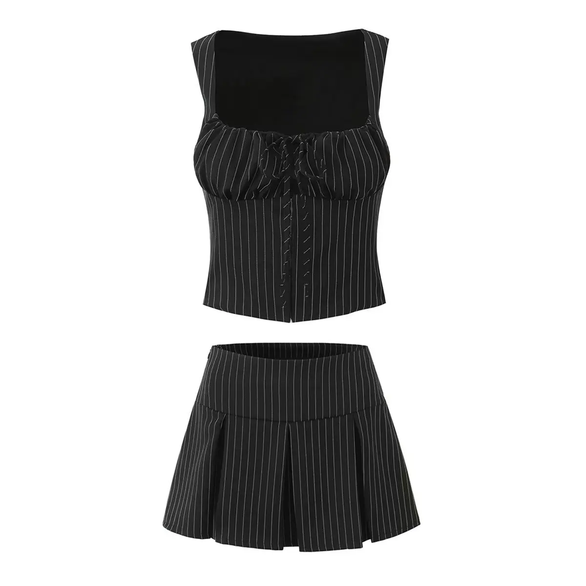 Shpmishal Fall New Stripe Vest Set Women French Style Tie-Up Top & Pleated Skirt 2026
Shpmishal Fall New Stripe Vest Set Women French Style Tie-Up Top & Pleated Skirt 2026