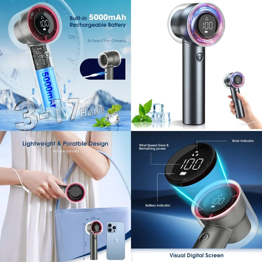 1-100 Speed Portable Handheld Turbo Fan, 15000RPM Ultra High-speed, Personal Hand Held Travel Fans, 5000mAh Battery Rechargeabl
1-100 Speed Portable Handheld Turbo Fan, 15000RPM Ultra High-speed, Personal Hand Held Travel Fans, 5000mAh Battery Rechargeabl