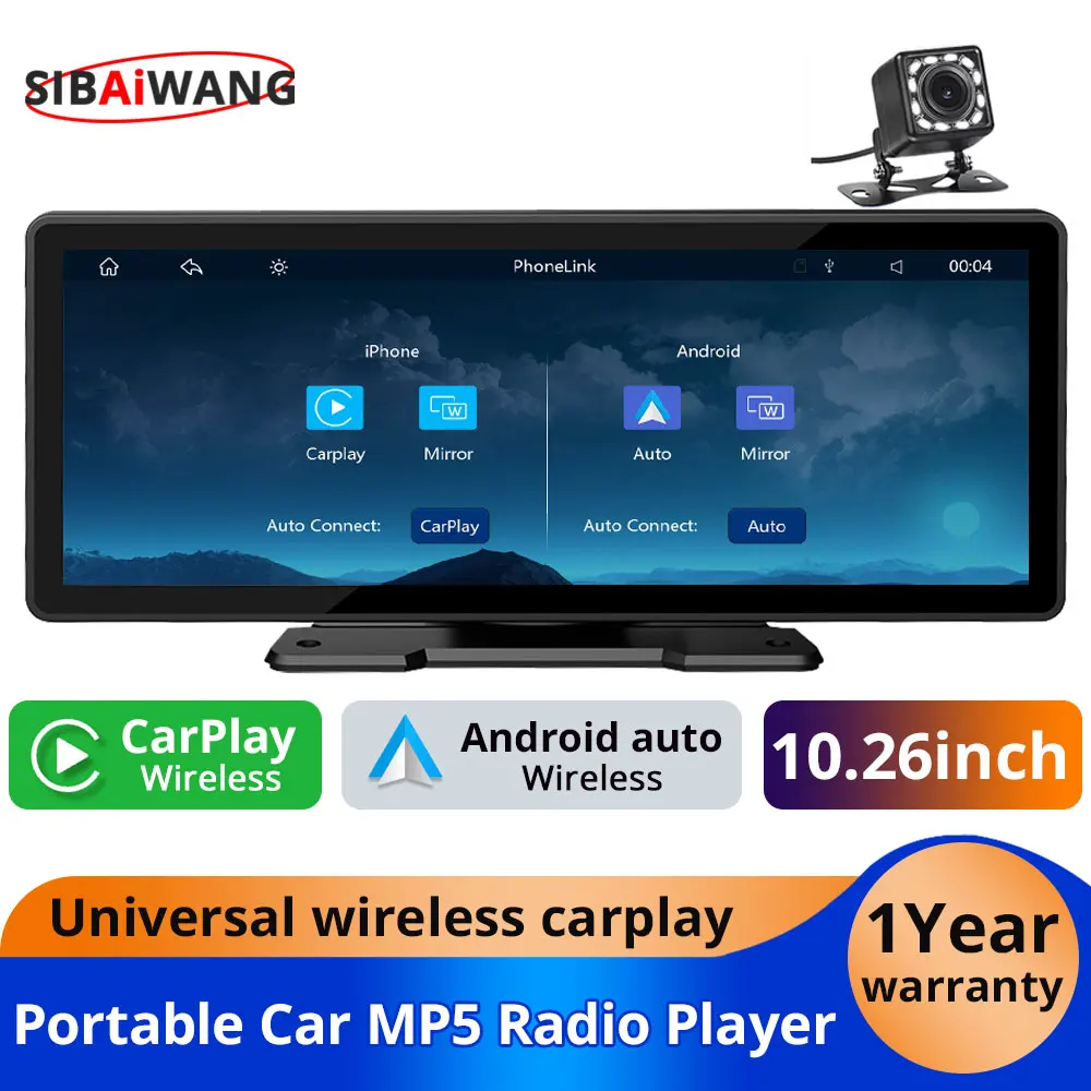 10.26" Portable Car Radio Multimedia MP5 Video Player Carplay for Car Screen Wireless Carplay Carplay Android auto BT AUX FM
10.26" Portable Car Radio Multimedia MP5 Video Player Carplay for Car Screen Wireless Carplay Carplay Android auto BT AUX FM