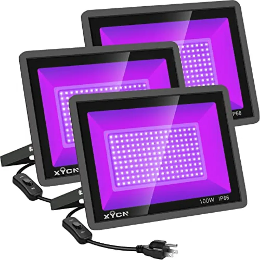 3 Pack 100W LED Black Light, Blacklight Flood Light with Plug and Switch, IP66 Waterproof Neon Glow for Party, Halloween, Fluor
3 Pack 100W LED Black Light, Blacklight Flood Light with Plug and Switch, IP66 Waterproof Neon Glow for Party, Halloween, Fluor