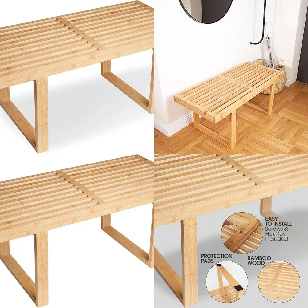 Современная скамейка из бамбуковых планок середины века: универсальное деревянное сиденье для внутреннего и наружного использования для прихожей, гостиных, обеденных зон, кухонь, Be
Современная скамейка из бамбуковых планок середины века: универсальное деревянное сиденье для внутреннего и наружного использования для прихожей, гостиных, обеденных зон, кухонь, Be