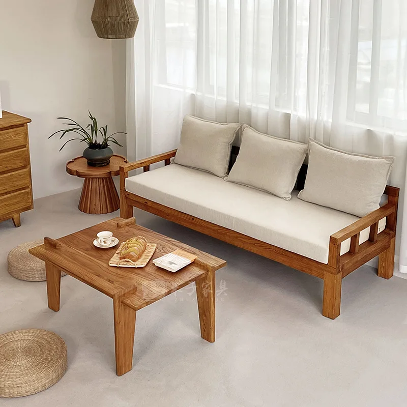 Wabi Sandy Wind Solid Wood Sofa Straight Row Medieval B & B Living Room Three-person Sofa Chair Vintage Elm Home Furniture
Wabi Sandy Wind Solid Wood Sofa Straight Row Medieval B & B Living Room Three-person Sofa Chair Vintage Elm Home Furniture