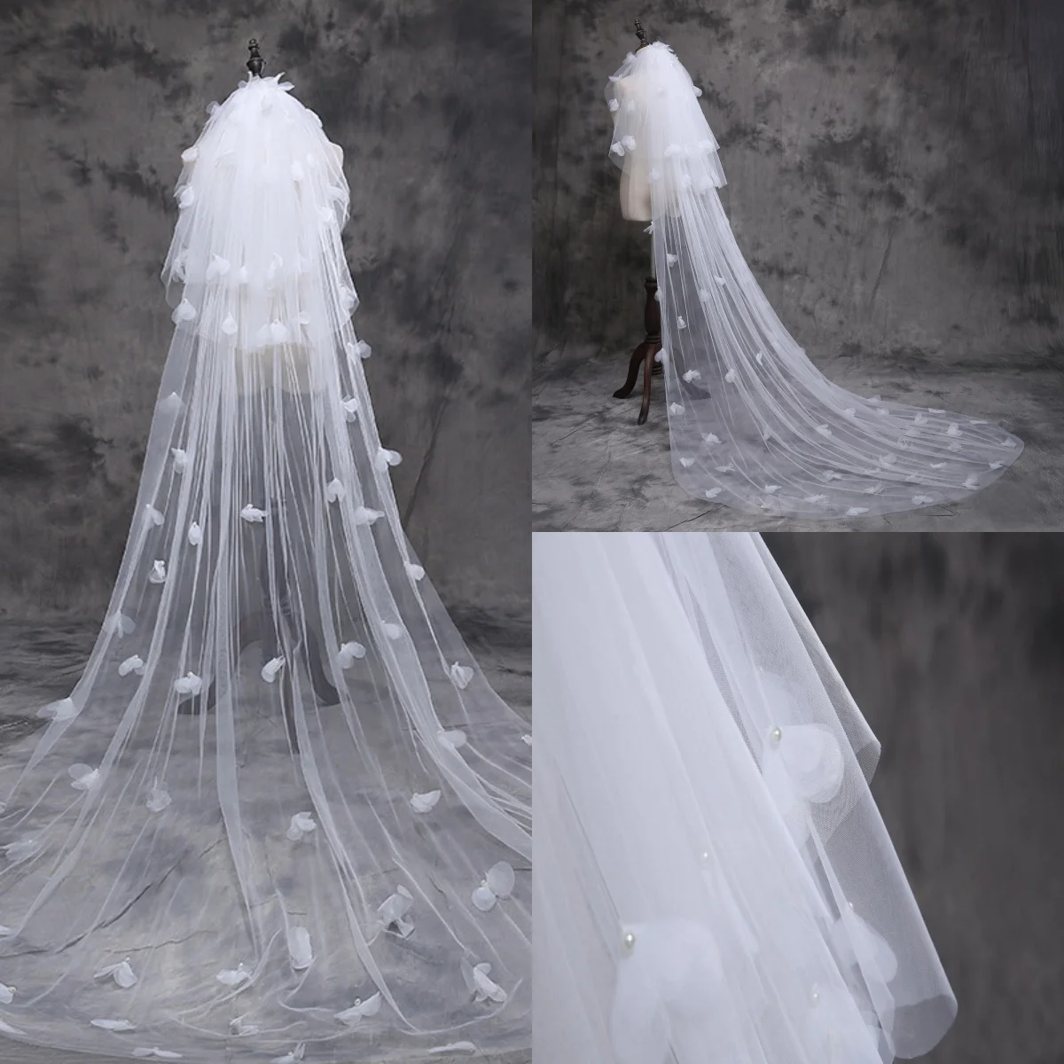 Elegant In Stock Wedding Veils Three Layer Chapel Length Veils 3D Appliques With Comb Bridal Veils Marriage Accessories
Elegant In Stock Wedding Veils Three Layer Chapel Length Veils 3D Appliques With Comb Bridal Veils Marriage Accessories