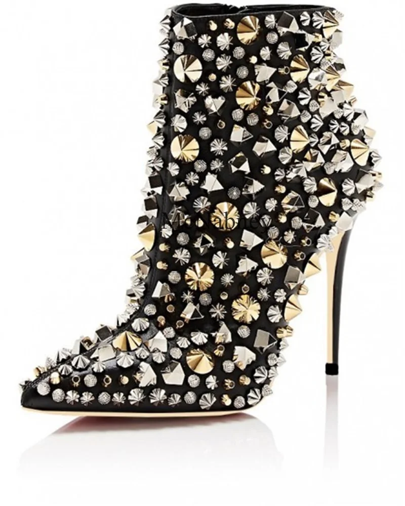 Ankle Pointed Toe Women Boots With Rivet Stiletto Super High Heels Side Zipper Design Fashionable And Versatile
Ankle Pointed Toe Women Boots With Rivet Stiletto Super High Heels Side Zipper Design Fashionable And Versatile
