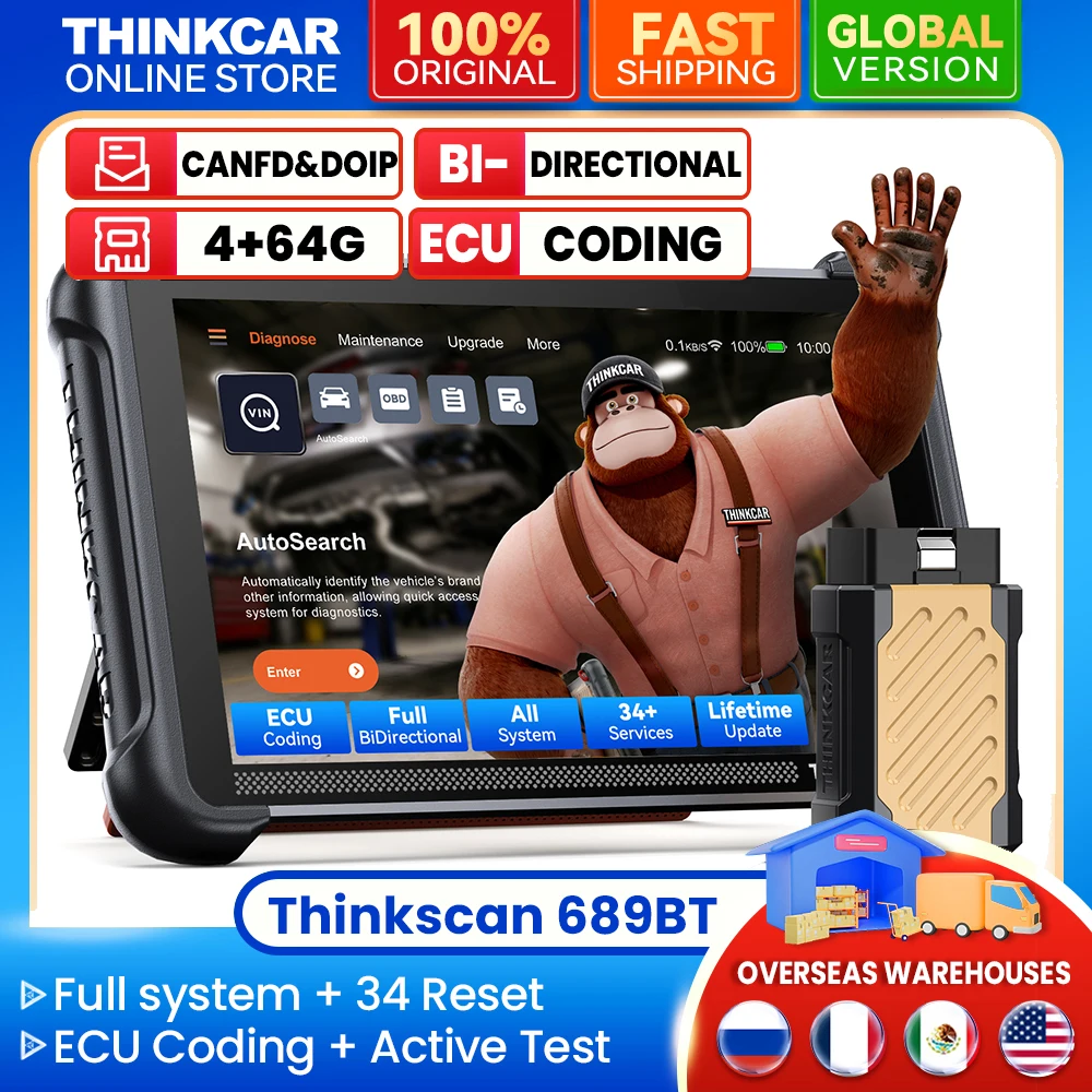 THINKCAR THINKSCAN 689BT OBD2 Car Scanner Full System 34 Resets CANFD&DoIP Key Programmer with Tkey101 ECU Coding BI-Directional
THINKCAR THINKSCAN 689BT OBD2 Car Scanner Full System 34 Resets CANFD&DoIP Key Programmer with Tkey101 ECU Coding BI-Directional