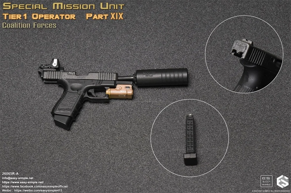 1/6 EASY&SIMPLE ES 26065RA US. Soldier Doll CAG Mini Toys Model The Secondary Weapon G19 Clips Holster PVC Material Not Real
1/6 EASY&SIMPLE ES 26065RA US. Soldier Doll CAG Mini Toys Model The Secondary Weapon G19 Clips Holster PVC Material Not Real