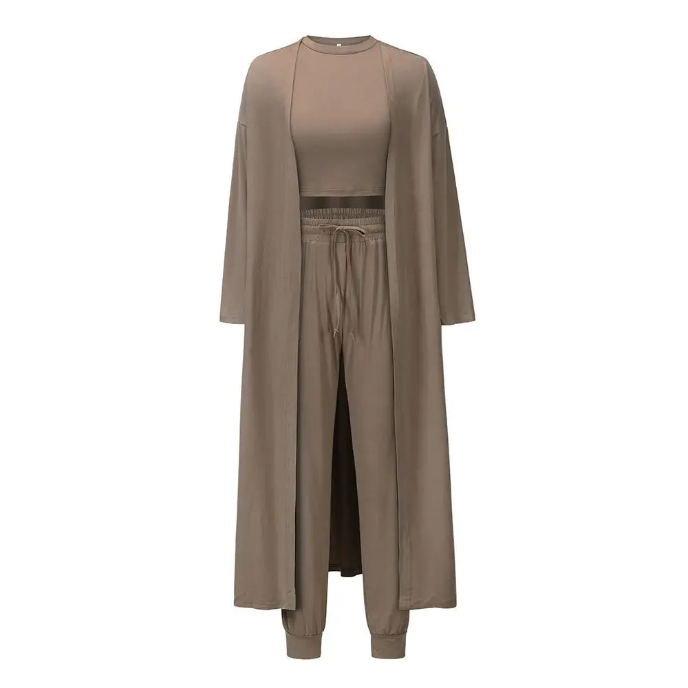 Fashionable Three-Piece Set for Women 2025 Summer Season Comfortable Casual Cross-Border Polyester Long Sleeve Vest Pants 17 S9b9e5d17588940fc83eff08977280f00X