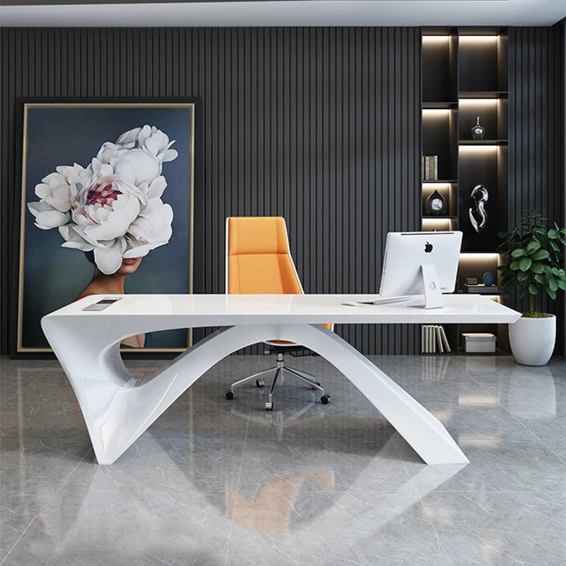 Simple modern paint office desk and chair combination manager table special-shaped desk creativity
Simple modern paint office desk and chair combination manager table special-shaped desk creativity