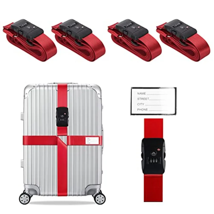 Cross Luggage Straps Set TSA Approved with Lock Adjustable Travel Suitcase Belts Suitcase Tags with Name ID Card Packing Straps
Cross Luggage Straps Set TSA Approved with Lock Adjustable Travel Suitcase Belts Suitcase Tags with Name ID Card Packing Straps