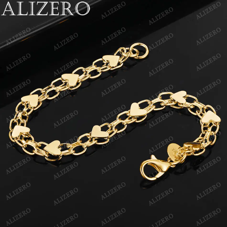 ALIZERO 925 Sterling Silver 18K Gold Plated Hearts Bracelet For Women Fashion Accessories Charm Jewelry Valentine's Day Gift
ALIZERO 925 Sterling Silver 18K Gold Plated Hearts Bracelet For Women Fashion Accessories Charm Jewelry Valentine's Day Gift