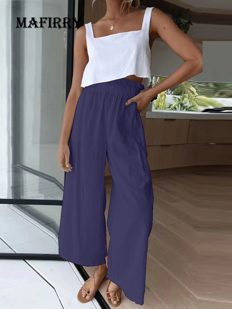 Women Sportswear Wide Leg Pants Casual Solid Pocket Loose Loungewear Simple Ladies Trouser Elastic Waist Cotton Linen Streetwear
Women Sportswear Wide Leg Pants Casual Solid Pocket Loose Loungewear Simple Ladies Trouser Elastic Waist Cotton Linen Streetwear