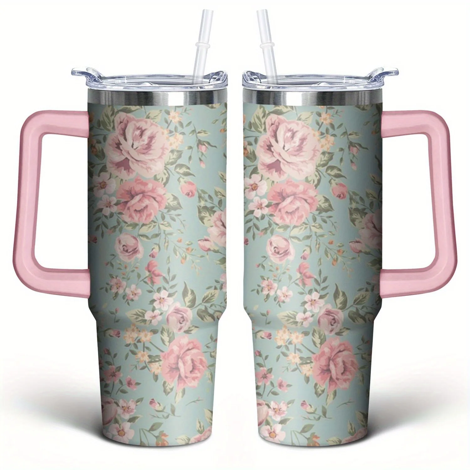 30oz Floral Rose Tumbler with Handle and Straws, Double Wall Vacuum Insulated Stainless Steel Travel Mug Leak-Proof Coffee Cup on Screw Lid and Straw Pink
30oz Floral Rose Tumbler with Handle and Straws, Double Wall Vacuum Insulated Stainless Steel Travel Mug Leak-Proof Coffee Cup on Screw Lid and Straw Pink