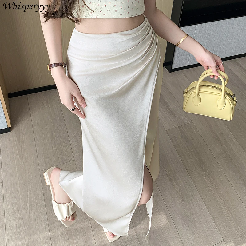 Skirt Women's Chinese Style Satin Fishtail Skirt Pleated Midi Skirt Female Spring Summer Vintage Solid Color Faldones Para Mujer
Skirt Women's Chinese Style Satin Fishtail Skirt Pleated Midi Skirt Female Spring Summer Vintage Solid Color Faldones Para Mujer