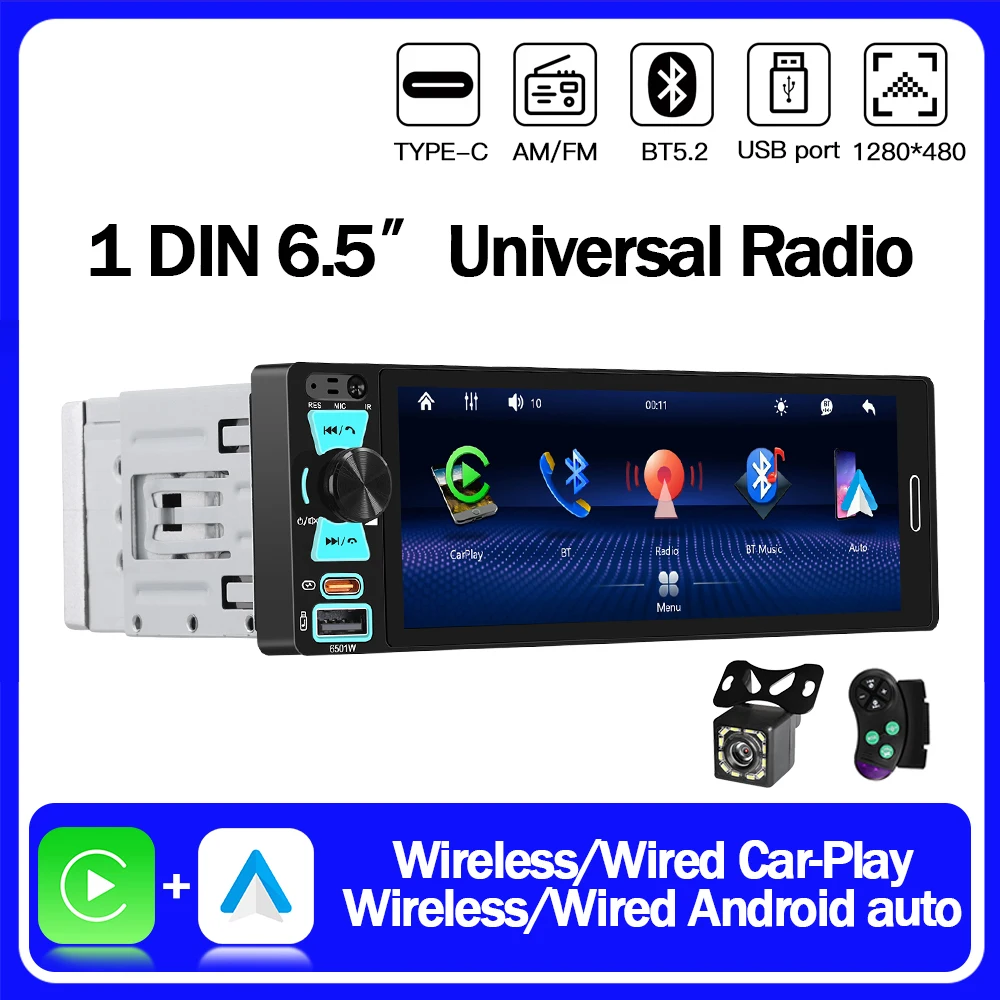 6.5 Inch 1Din Car Radio MP5 Support Wireless Carplay Android Auto Bluetooth FM AM RDS Stereo USB WIFI Video Player
6.5 Inch 1Din Car Radio MP5 Support Wireless Carplay Android Auto Bluetooth FM AM RDS Stereo USB WIFI Video Player