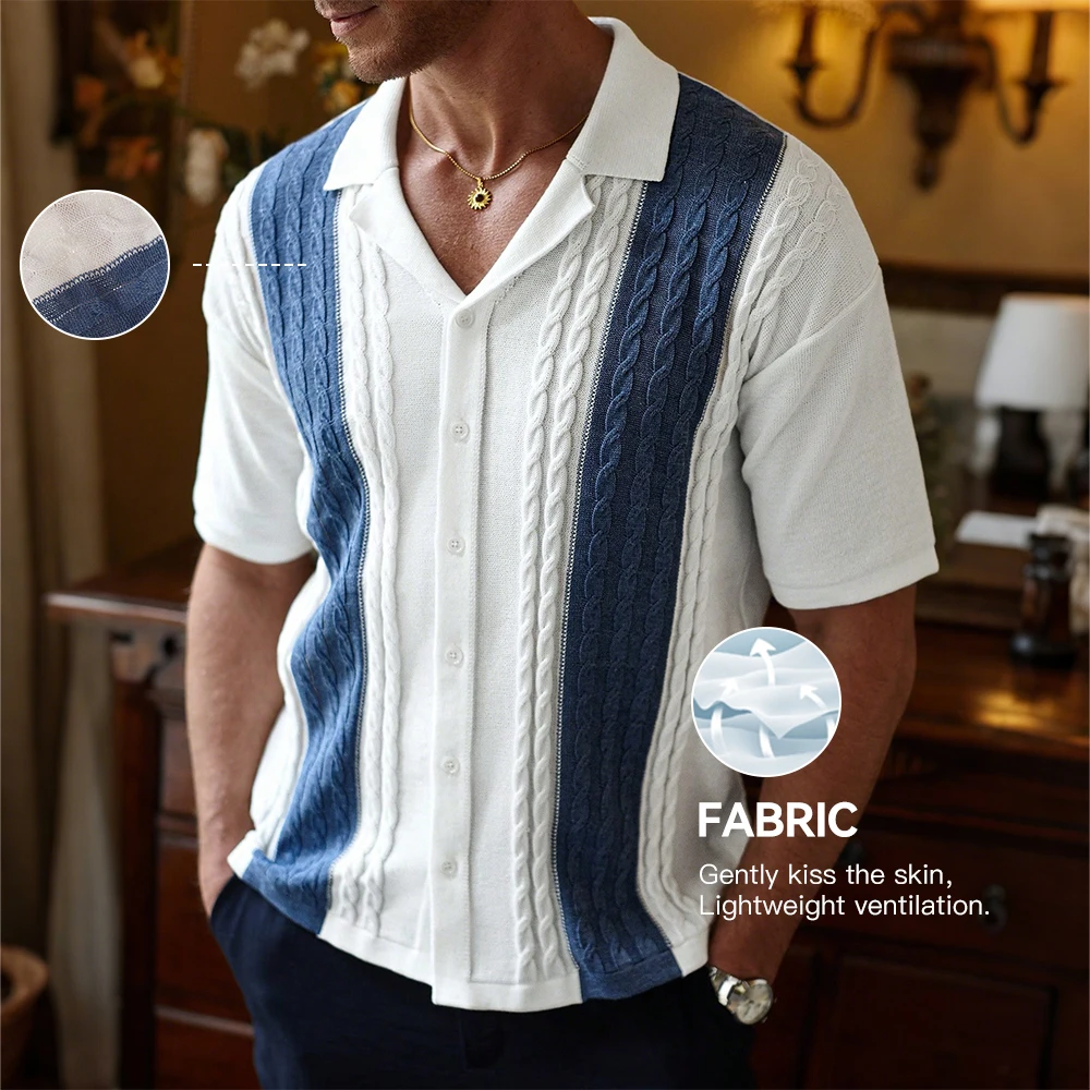 Slavinson Men's Short Sleeve Summer Knit Lapel Striped Polo Shirt Fashion Light Luxury Popular Knitwear Breathable Top US Size
Slavinson Men's Short Sleeve Summer Knit Lapel Striped Polo Shirt Fashion Light Luxury Popular Knitwear Breathable Top US Size
