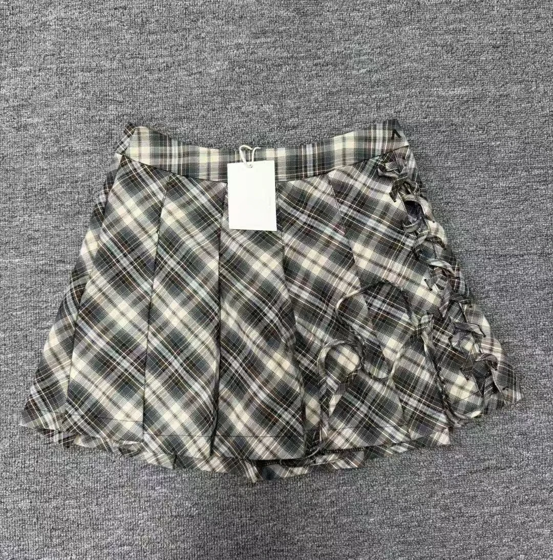 Preppy Style Lace Up Plaid All-match Mujer Faldas Pleated Slim High Waist Commuter Skirt Japan Streetwear Student Falda 
Preppy Style Lace Up Plaid All-match Mujer Faldas Pleated Slim High Waist Commuter Skirt Japan Streetwear Student Falda