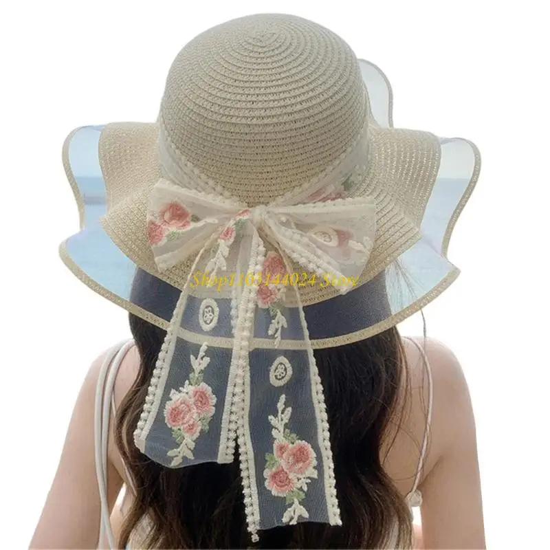N5KE Casual Straw Hat Embroidered Flower Wide Brimmed Handmade Elegant Straw Hat
N5KE Casual Straw Hat Embroidered Flower Wide Brimmed Handmade Elegant Straw Hat