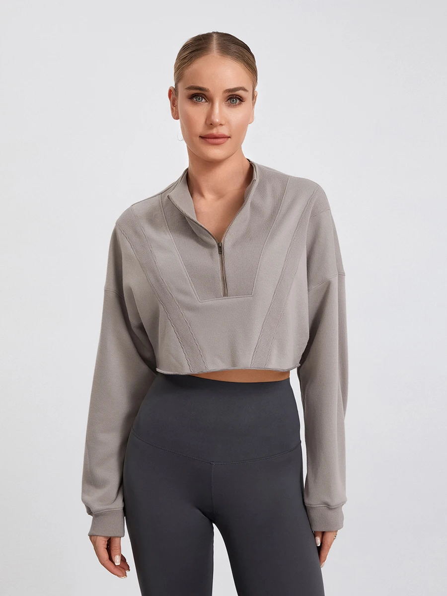 New Fashion Women Cropped Sweatshirts Solid Color 2/3 Zipper Loose Pullovers Casual Fall Long Sleeve Tops Autumn Streetwear
New Fashion Women Cropped Sweatshirts Solid Color 2/3 Zipper Loose Pullovers Casual Fall Long Sleeve Tops Autumn Streetwear
