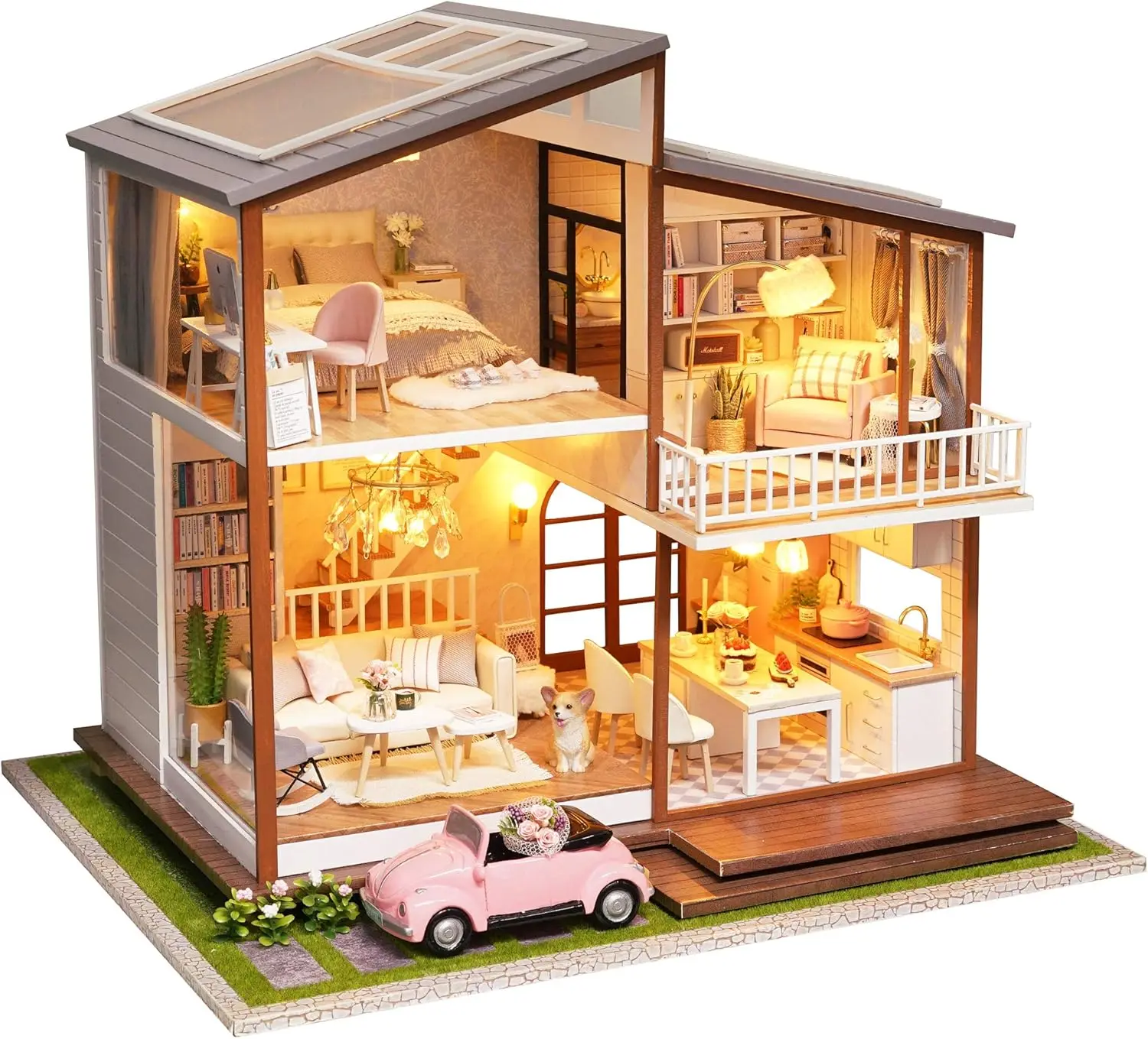 DIY Dollhouse Miniature with Wooden Furniture,DIY Dollhouse Kit Large Villa Model with LED Light & Music Box,1:24 Scale Creative
DIY Dollhouse Miniature with Wooden Furniture,DIY Dollhouse Kit Large Villa Model with LED Light & Music Box,1:24 Scale Creative